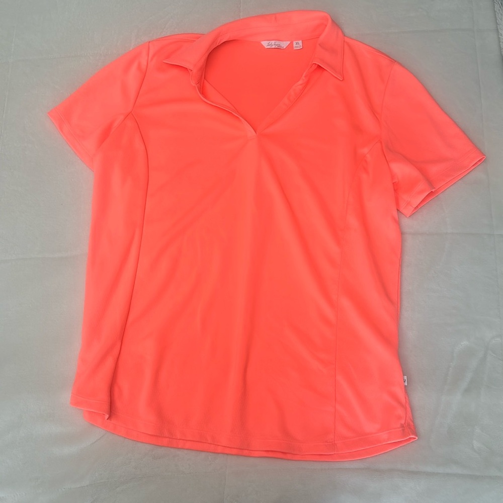 Lady Hagen Essentials vneck Golf polo Neon Coral colored size XL